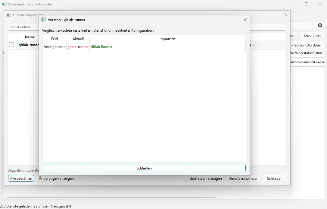 Vorschau mit Diff Ansicht